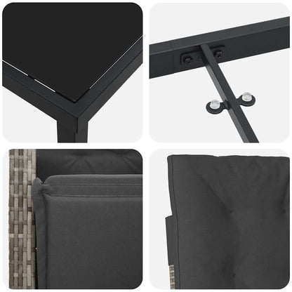 Garten Essgruppe mit Kissen 5 pcs Grau Poly-Rattan