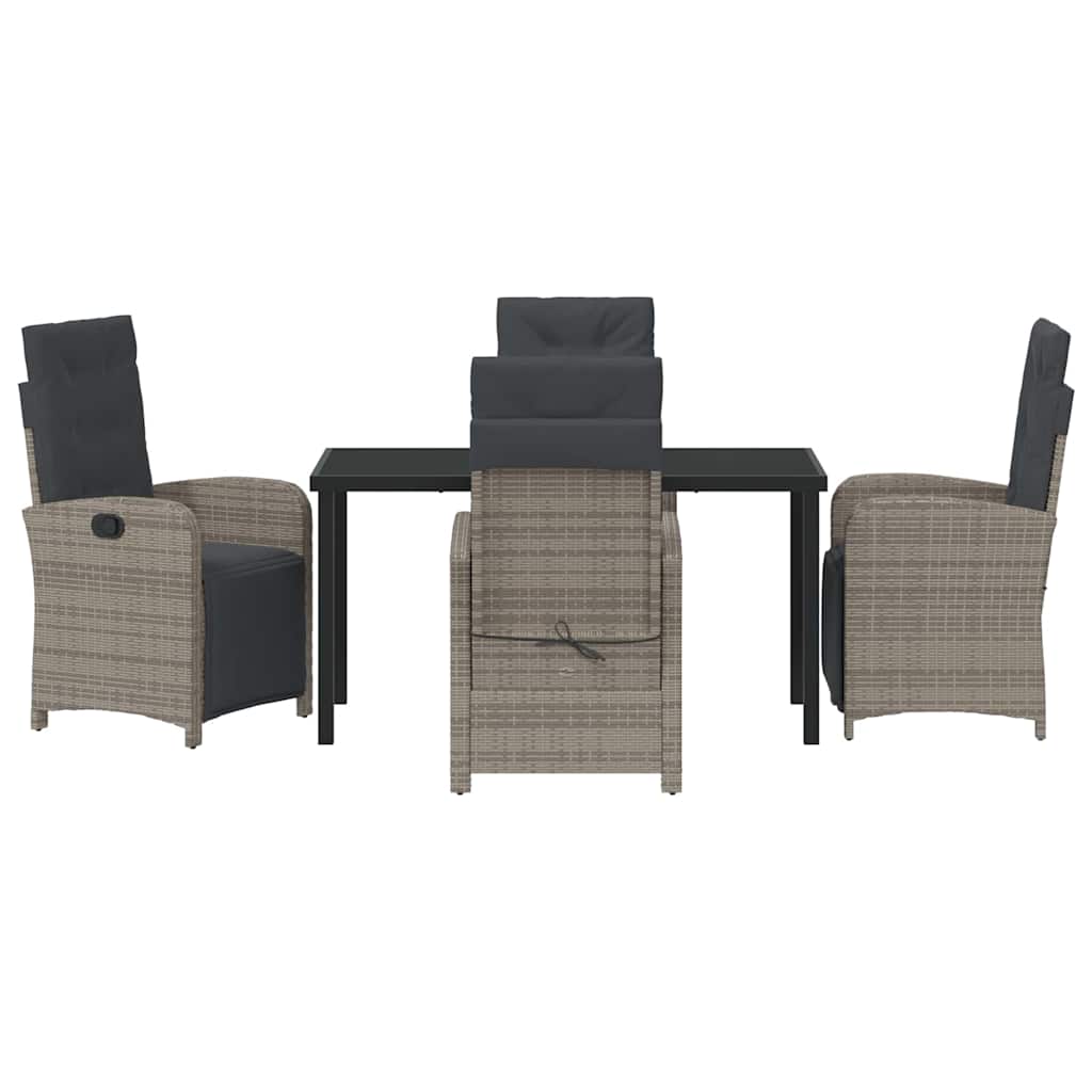Garten Essgruppe mit Kissen 5 pcs Grau Poly-Rattan
