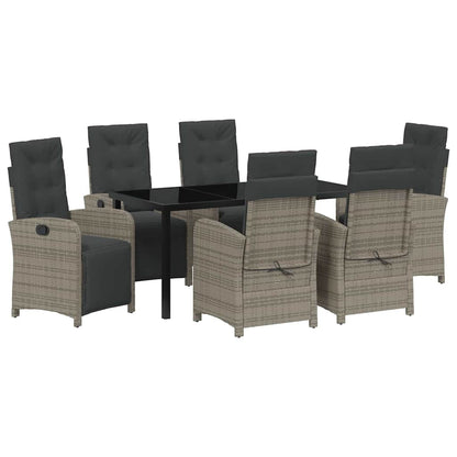 Garten Essgruppe mit Kissen 7 pcs Grau Poly-Rattan