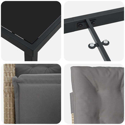 Garten Essgruppe mit Kissen 7 pcs Beige Poly-Rattan