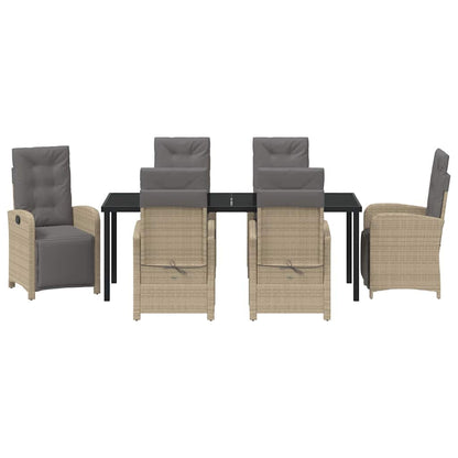 Garten Essgruppe mit Kissen 7 pcs Beige Poly-Rattan