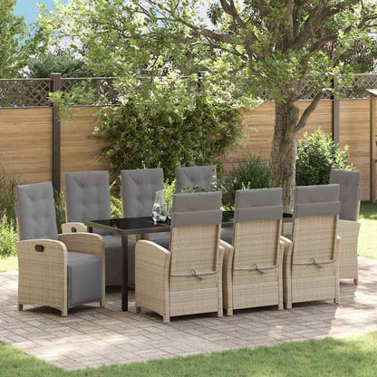 Garten Essgruppe mit Kissen 9 pcs Beige Poly-Rattan