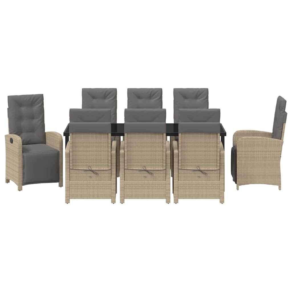 Garten Essgruppe mit Kissen 9 pcs Beige Poly-Rattan