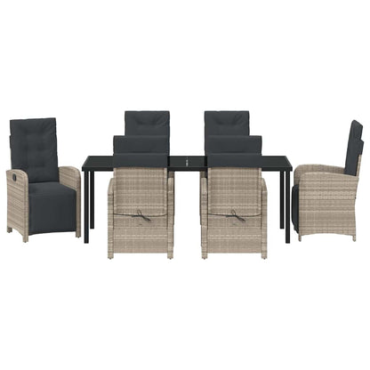 Garten Essgruppe mit Kissen 7 pcs Hellgrau Poly-Rattan