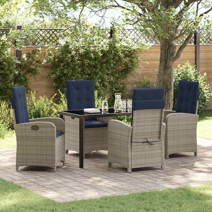 Garten Essgruppe mit Kissen 5 pcs Grau Poly-Rattan