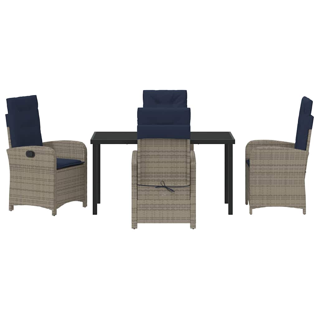Garten Essgruppe mit Kissen 5 pcs Grau Poly-Rattan