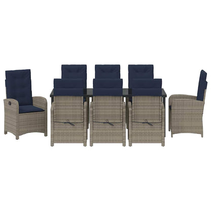 Garten Essgruppe mit Kissen 9 pcs Grau Poly-Rattan
