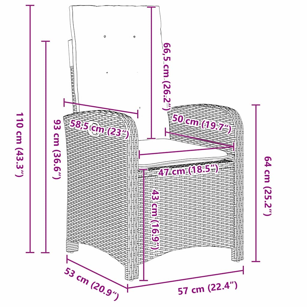 Garten Essgruppe mit Kissen 9 pcs Grau Poly-Rattan