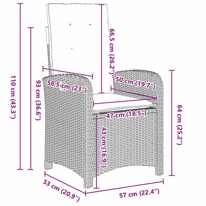Garten Essgruppe mit Kissen 9 pcs Grau Poly-Rattan