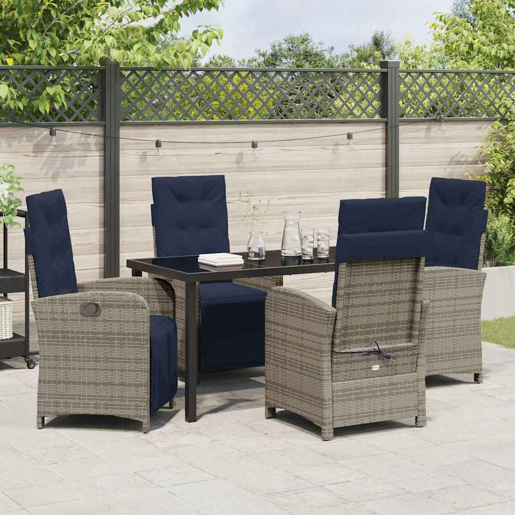 Garten Essgruppe mit Kissen 5 pcs Grau Poly-Rattan