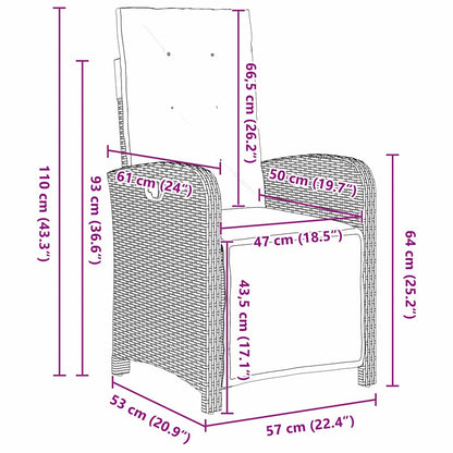 Garten Essgruppe mit Kissen 5 pcs Grau Poly-Rattan