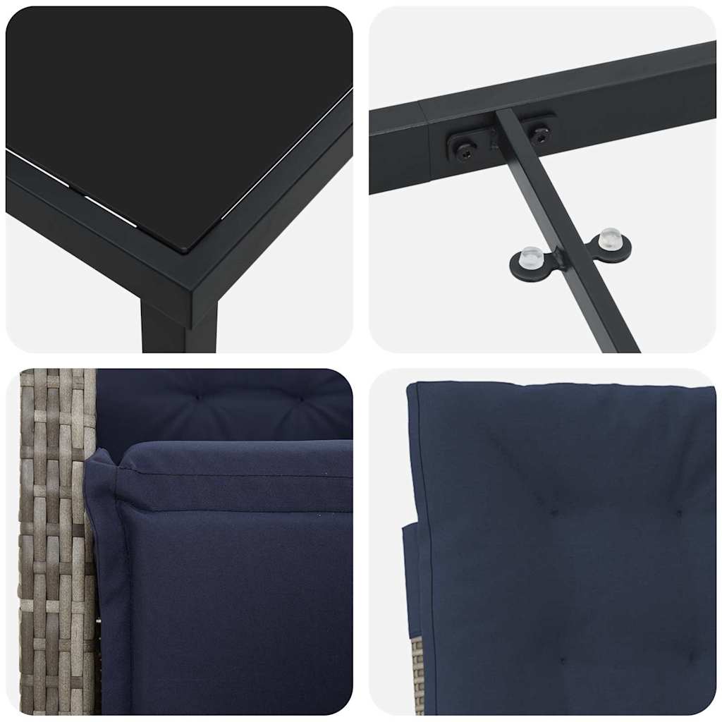 Garten Essgruppe mit Kissen 9 pcs Grau Poly-Rattan