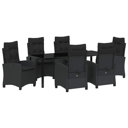 Garten Essgruppe mit Kissen 7 pcs Schwarz Poly-Rattan