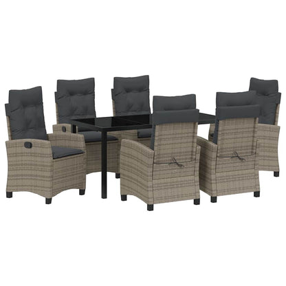 Garten Essgruppe mit Kissen 7 pcs Grau Poly-Rattan