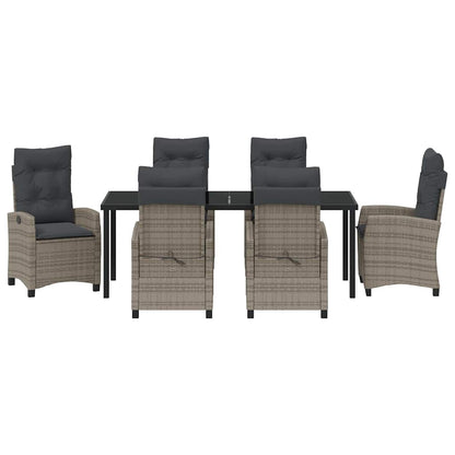 Garten Essgruppe mit Kissen 7 pcs Grau Poly-Rattan