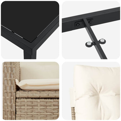 Garten Essgruppe mit Kissen 5 pcs Beige Poly-Rattan