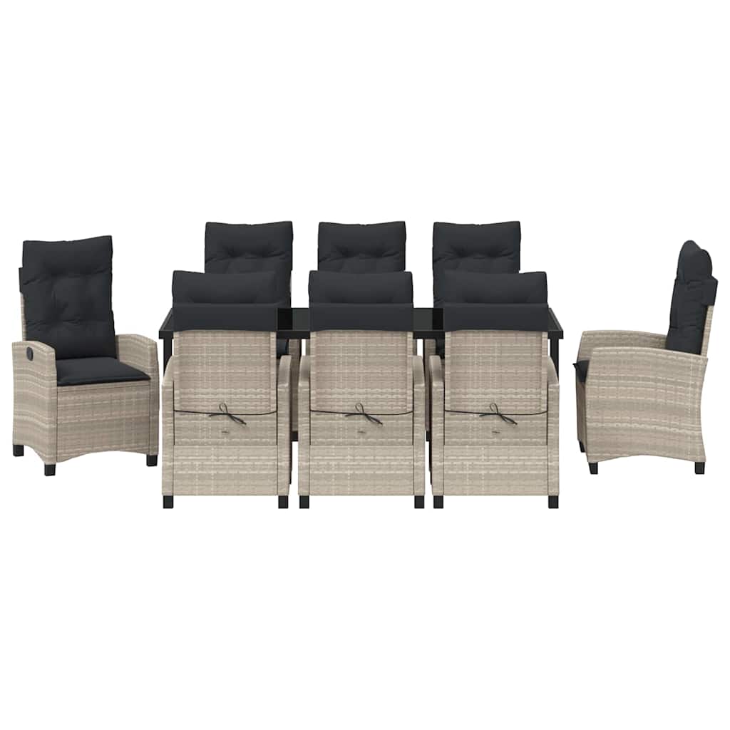 Garten Essgruppe mit Kissen 9 pcs Hellgrau Poly-Rattan