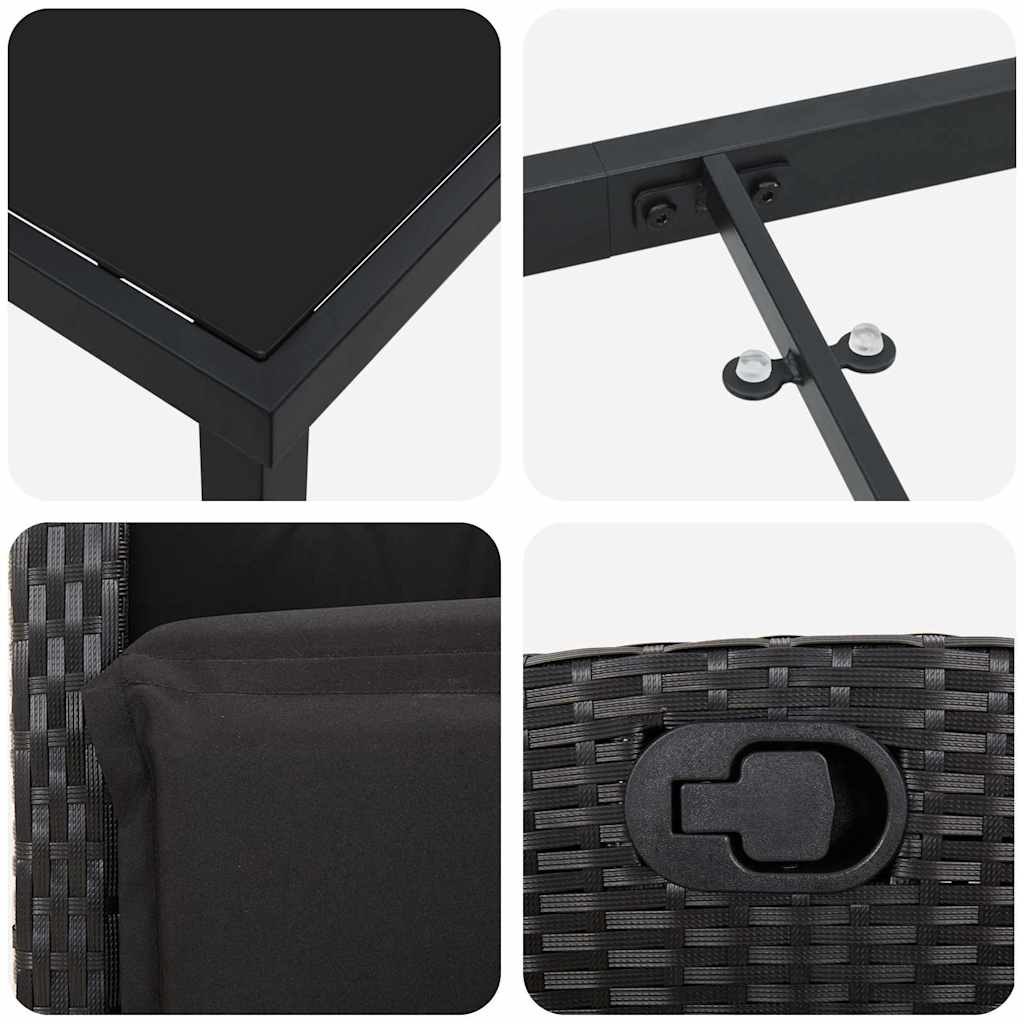 Garten Essgruppe mit Kissen 5 pcs Schwarz Poly-Rattan
