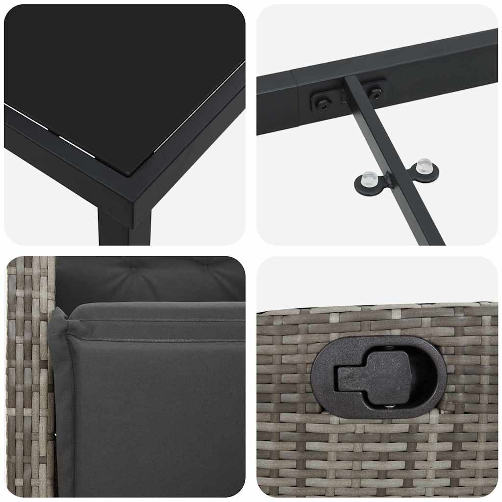 Garten Essgruppe mit Kissen 7 pcs Grau Poly-Rattan