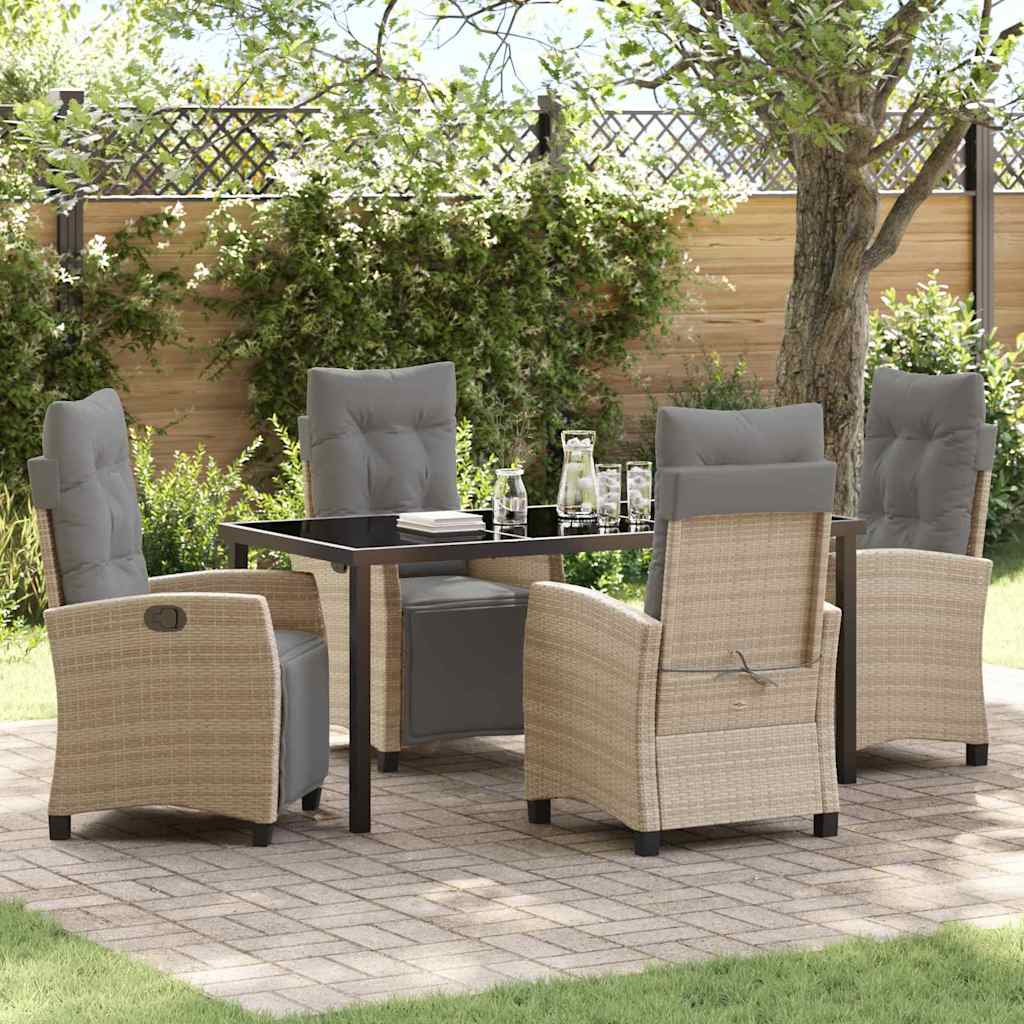 Garten Essgruppe mit Kissen 5 pcs Beige Poly-Rattan