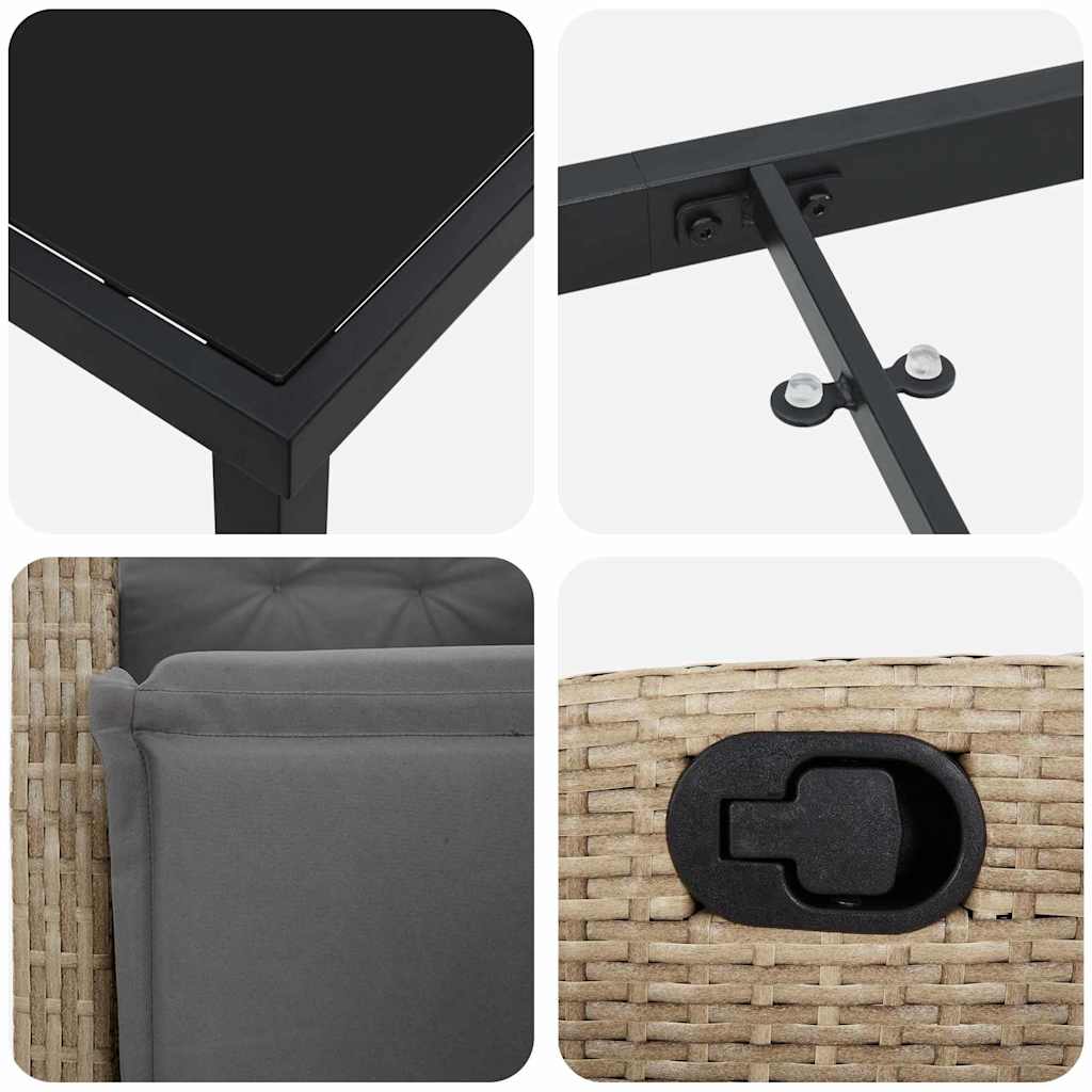 Garten Essgruppe mit Kissen 7 pcs Beige Poly-Rattan