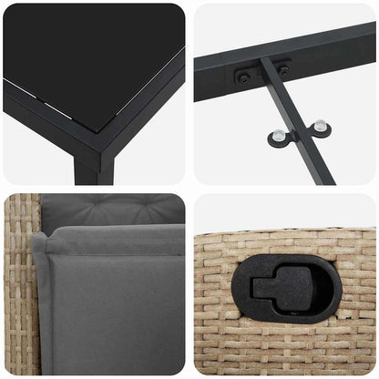 Garten Essgruppe mit Kissen 7 pcs Beige Poly-Rattan