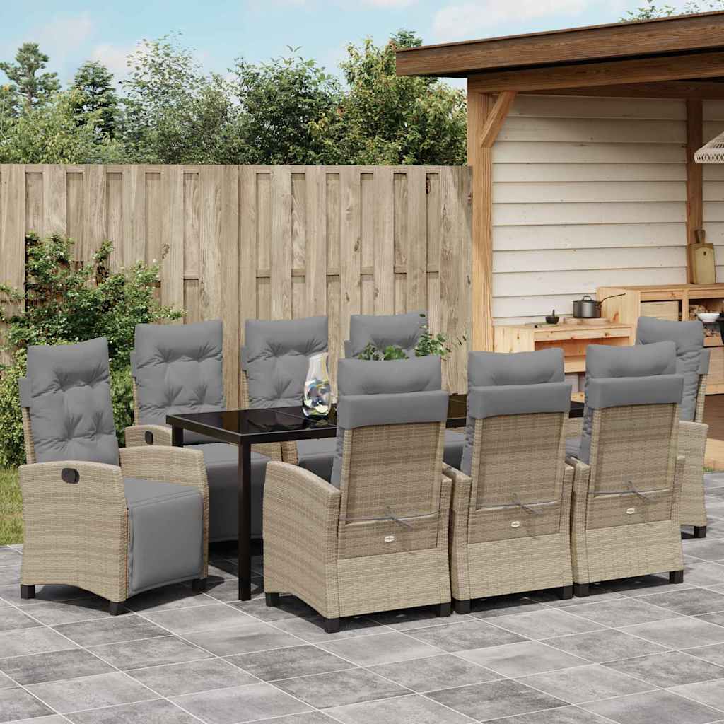 Garten Essgruppe mit Kissen 9 pcs Beige Poly-Rattan