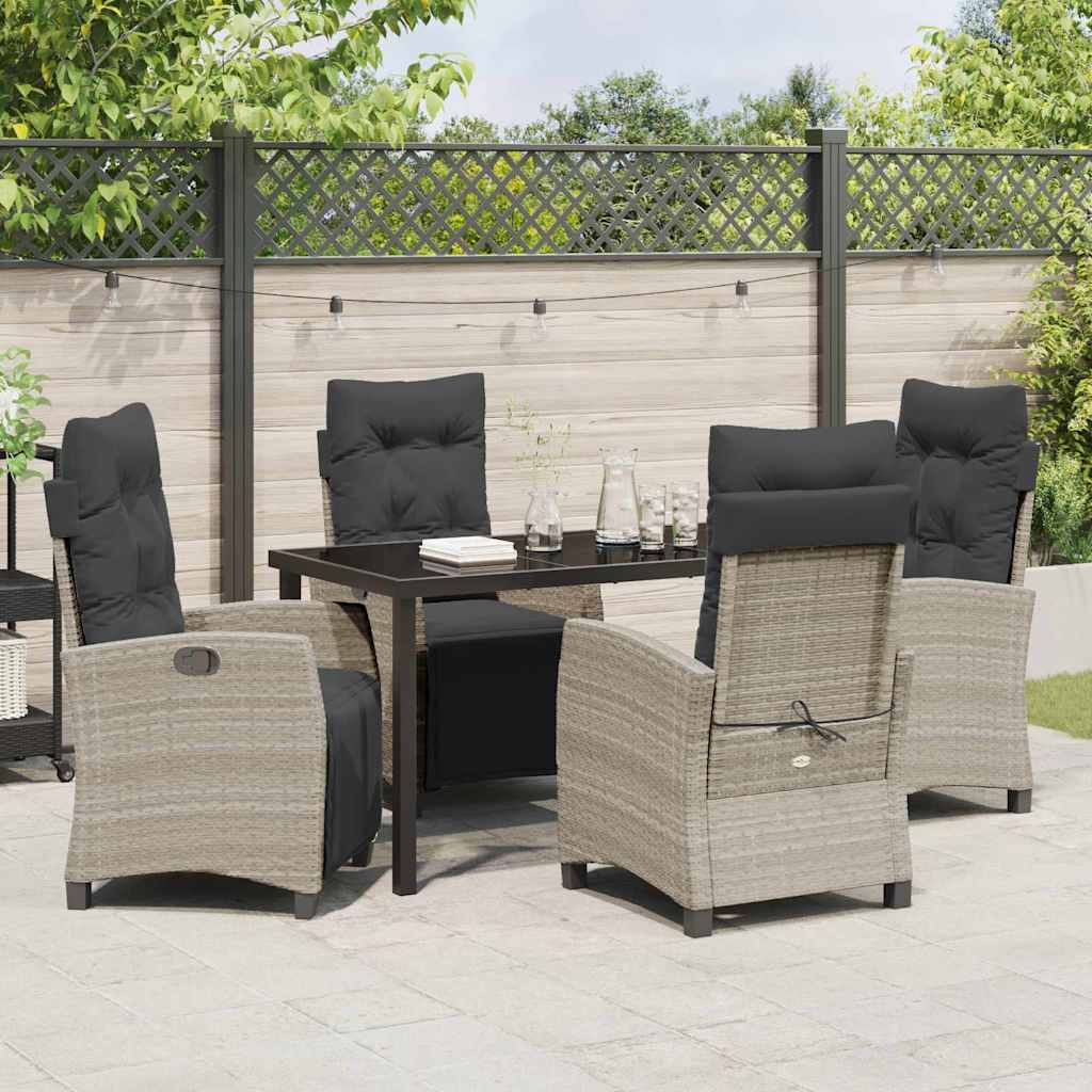 Garten Essgruppe mit Kissen 5 pcs Hellgrau Poly-Rattan