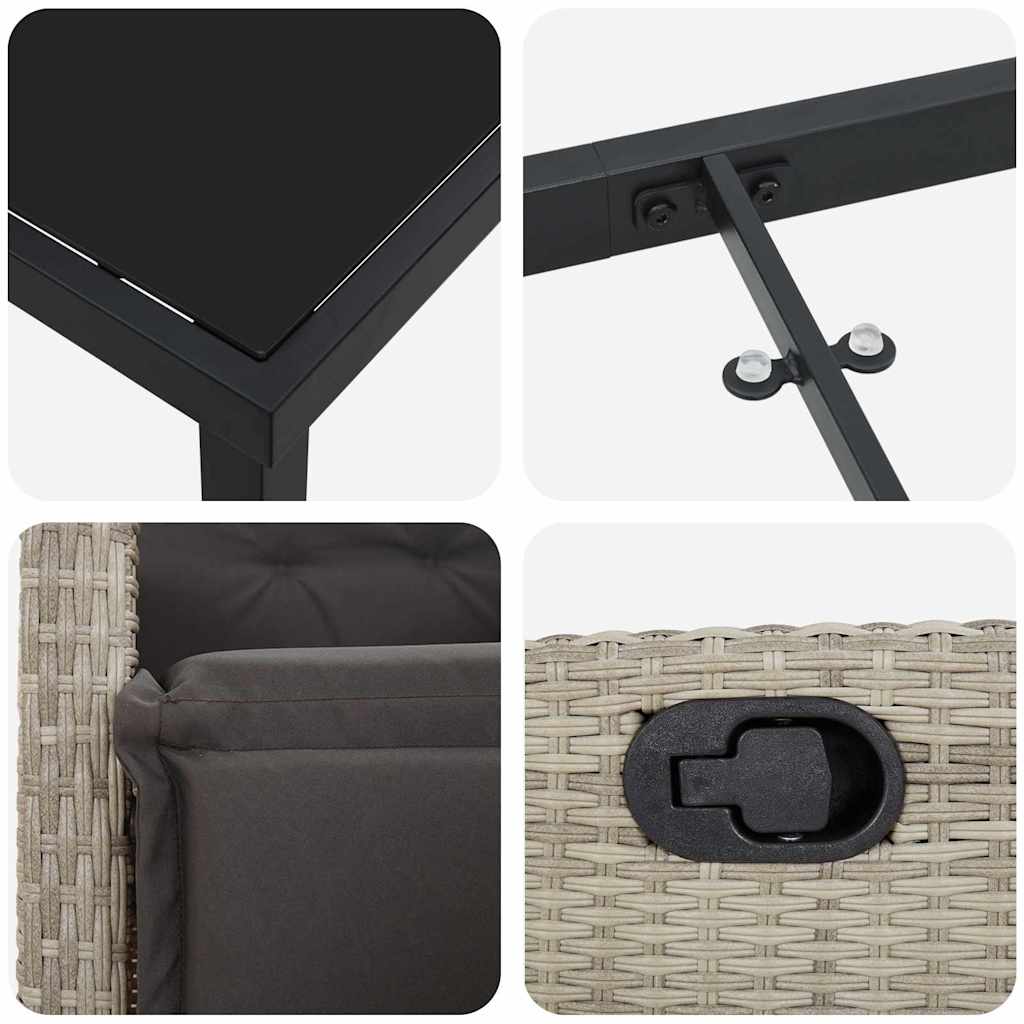 Garten Essgruppe mit Kissen 5 pcs Hellgrau Poly-Rattan