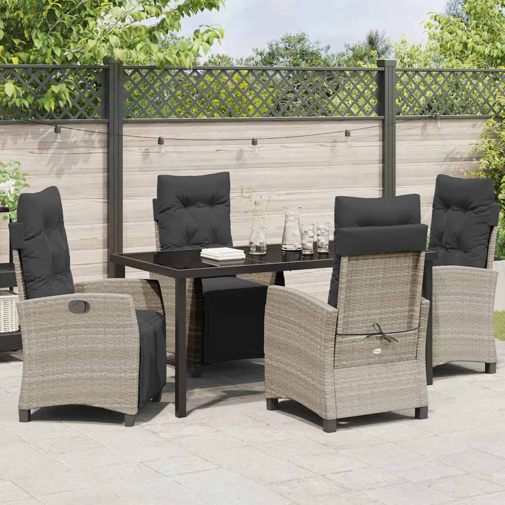 Garten Essgruppe mit Kissen 5 pcs Hellgrau Poly-Rattan