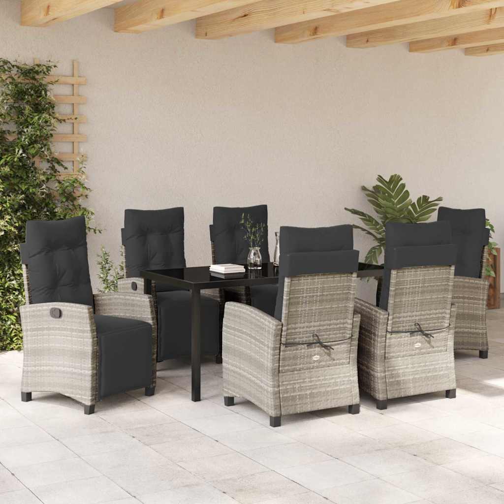 Garten Essgruppe mit Kissen 7 pcs Hellgrau Poly-Rattan