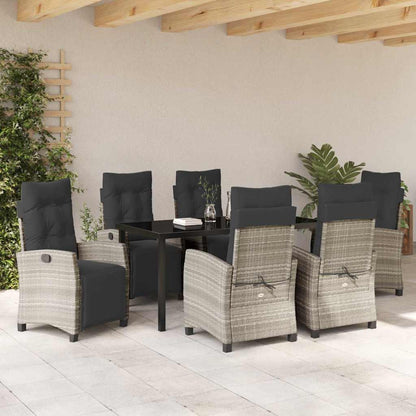Garten Essgruppe mit Kissen 7 pcs Hellgrau Poly-Rattan
