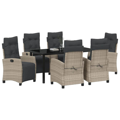 Garten Essgruppe mit Kissen 7 pcs Hellgrau Poly-Rattan