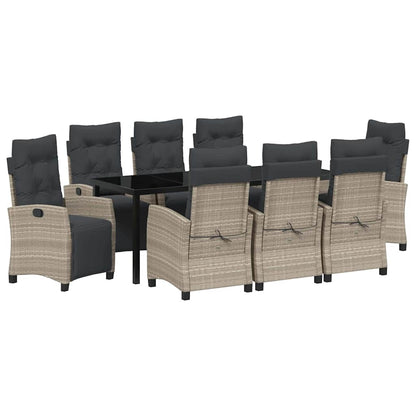 Garten Essgruppe mit Kissen 9 pcs Hellgrau Poly-Rattan