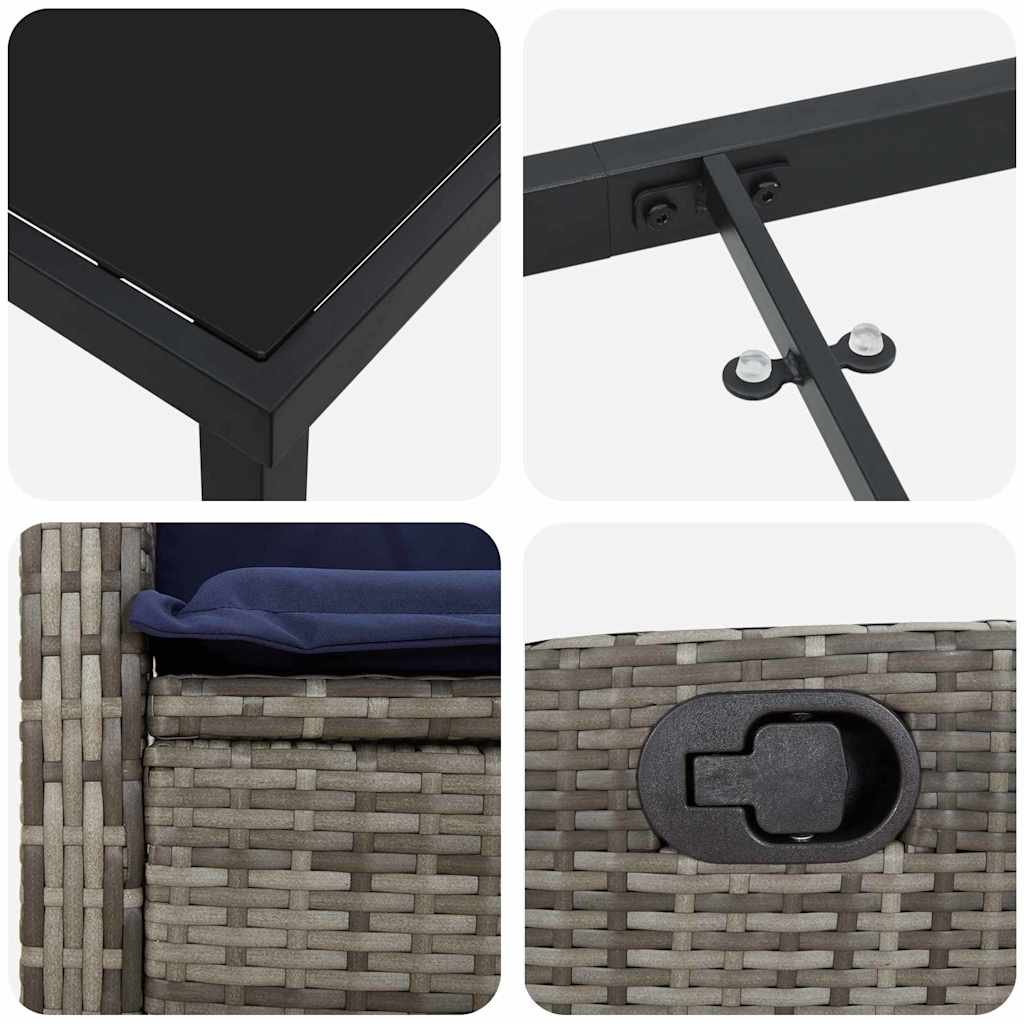 Garten Essgruppe mit Kissen 5 pcs Grau Poly-Rattan