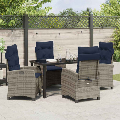 Garten Essgruppe mit Kissen 5 pcs Grau Poly-Rattan
