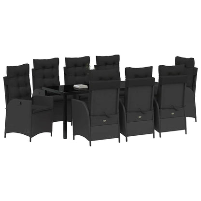 Garten Essgruppe mit Kissen 9 pcs Schwarz Poly-Rattan