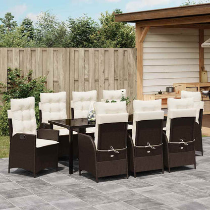 Garten Essgruppe mit Kissen 9 pcs Braun Poly-Rattan