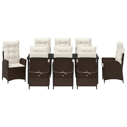 Garten Essgruppe mit Kissen 9 pcs Braun Poly-Rattan