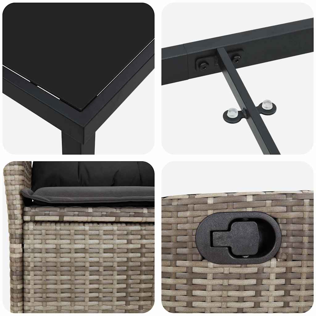 Garten Essgruppe mit Kissen 5 pcs Grau Poly-Rattan