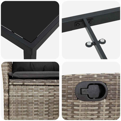 Garten Essgruppe mit Kissen 7 pcs Grau Poly-Rattan