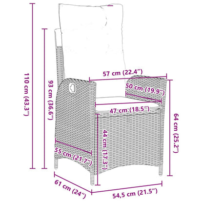 Garten Essgruppe mit Kissen 7 pcs Grau Poly-Rattan