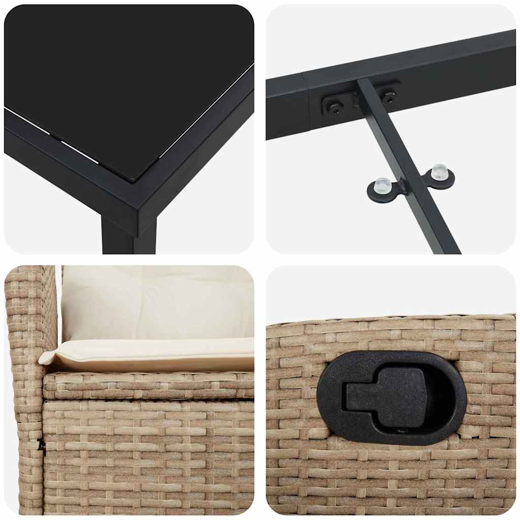 Garten Essgruppe mit Kissen 9 pcs Beige Poly-Rattan
