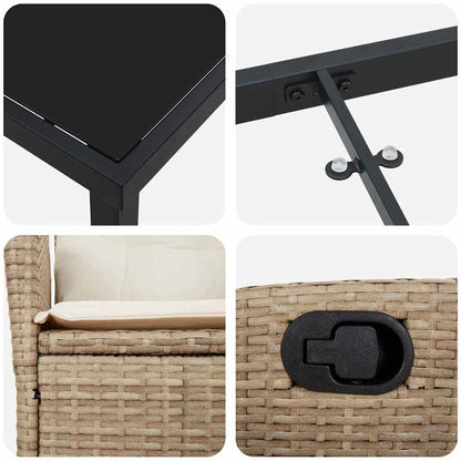 Garten Essgruppe mit Kissen 9 pcs Beige Poly-Rattan