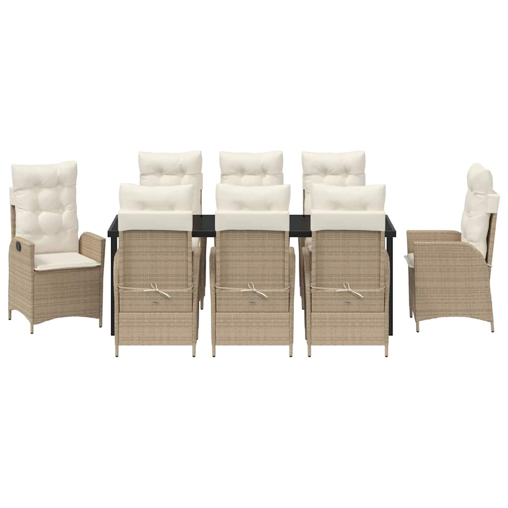 Garten Essgruppe mit Kissen 9 pcs Beige Poly-Rattan