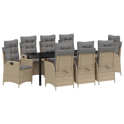 Garten Essgruppe mit Kissen 9 pcs Beige Poly-Rattan