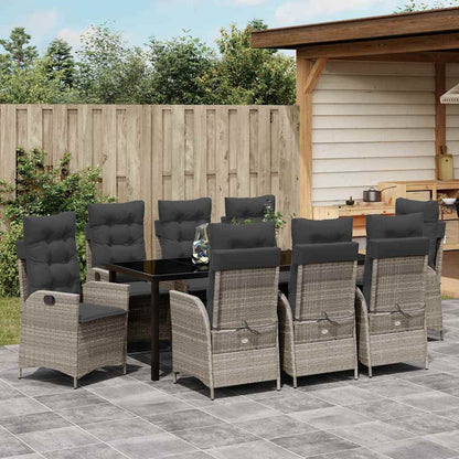 Garten Essgruppe mit Kissen 9 pcs Hellgrau Poly-Rattan
