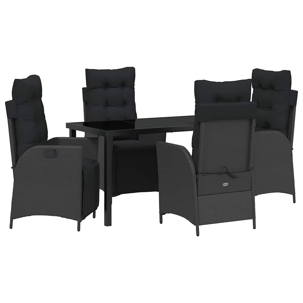 Garten Essgruppe mit Kissen 5 pcs Schwarz Poly-Rattan