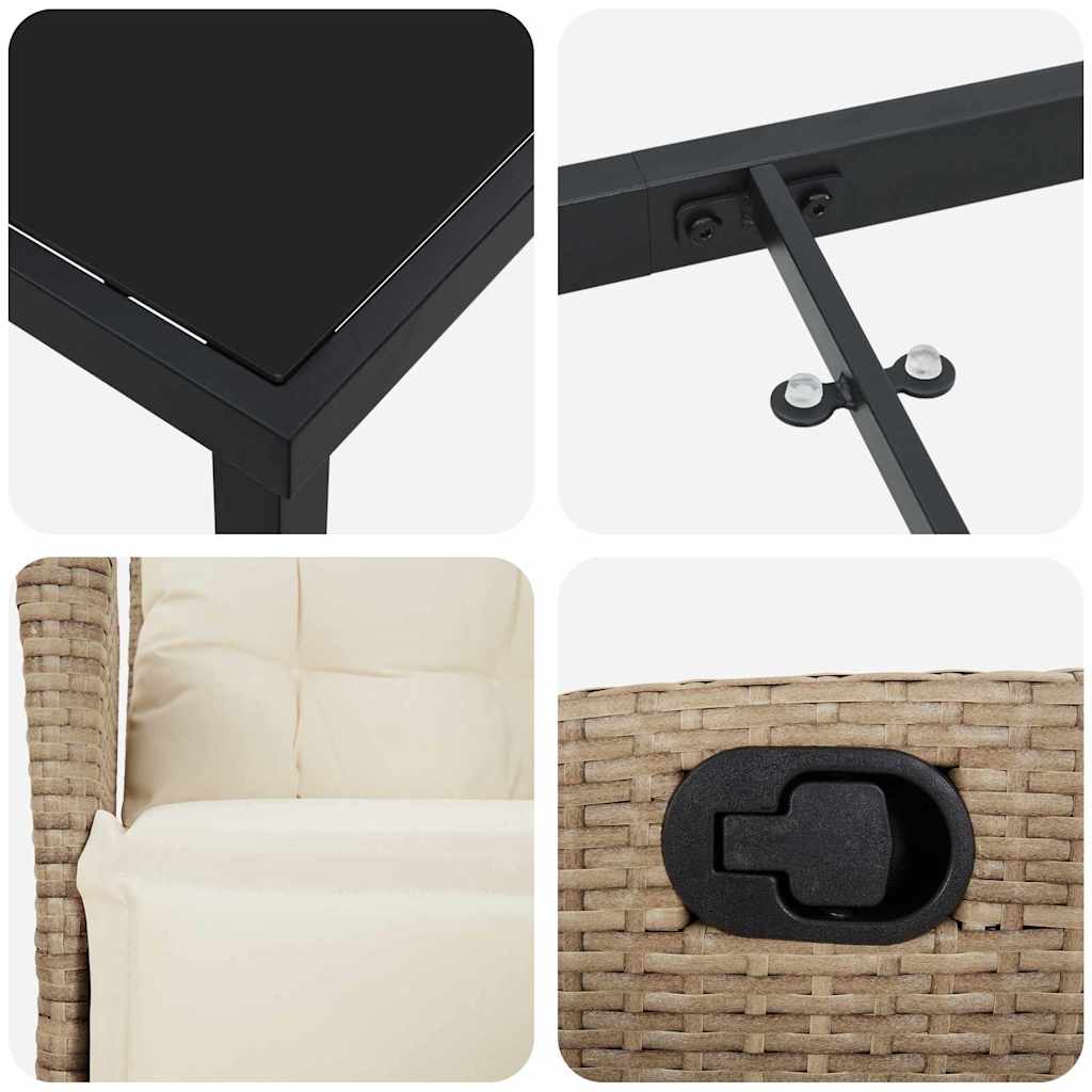 Garten Essgruppe mit Kissen 7 pcs Beige Poly-Rattan