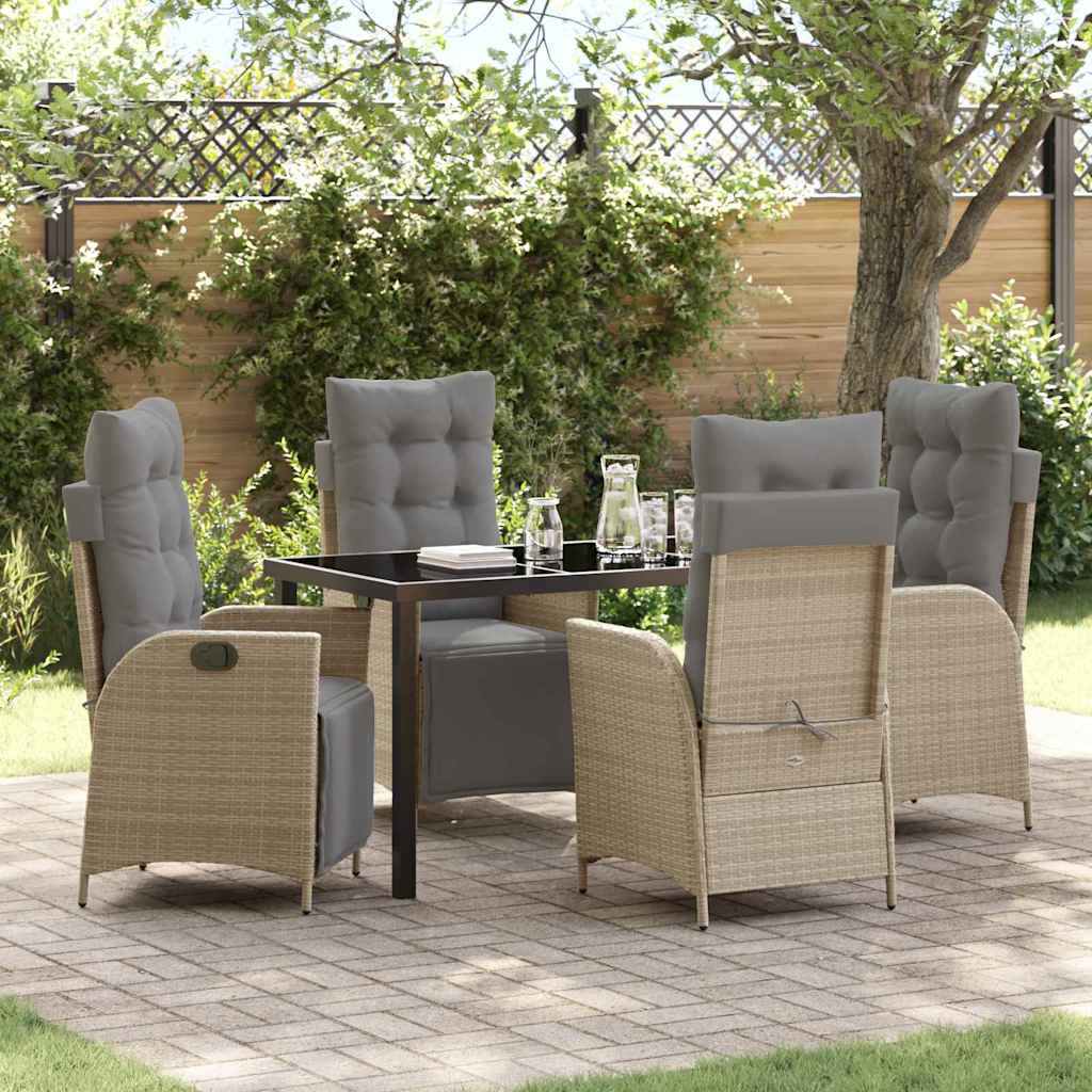 Garten Essgruppe mit Kissen 5 pcs Beige Poly-Rattan
